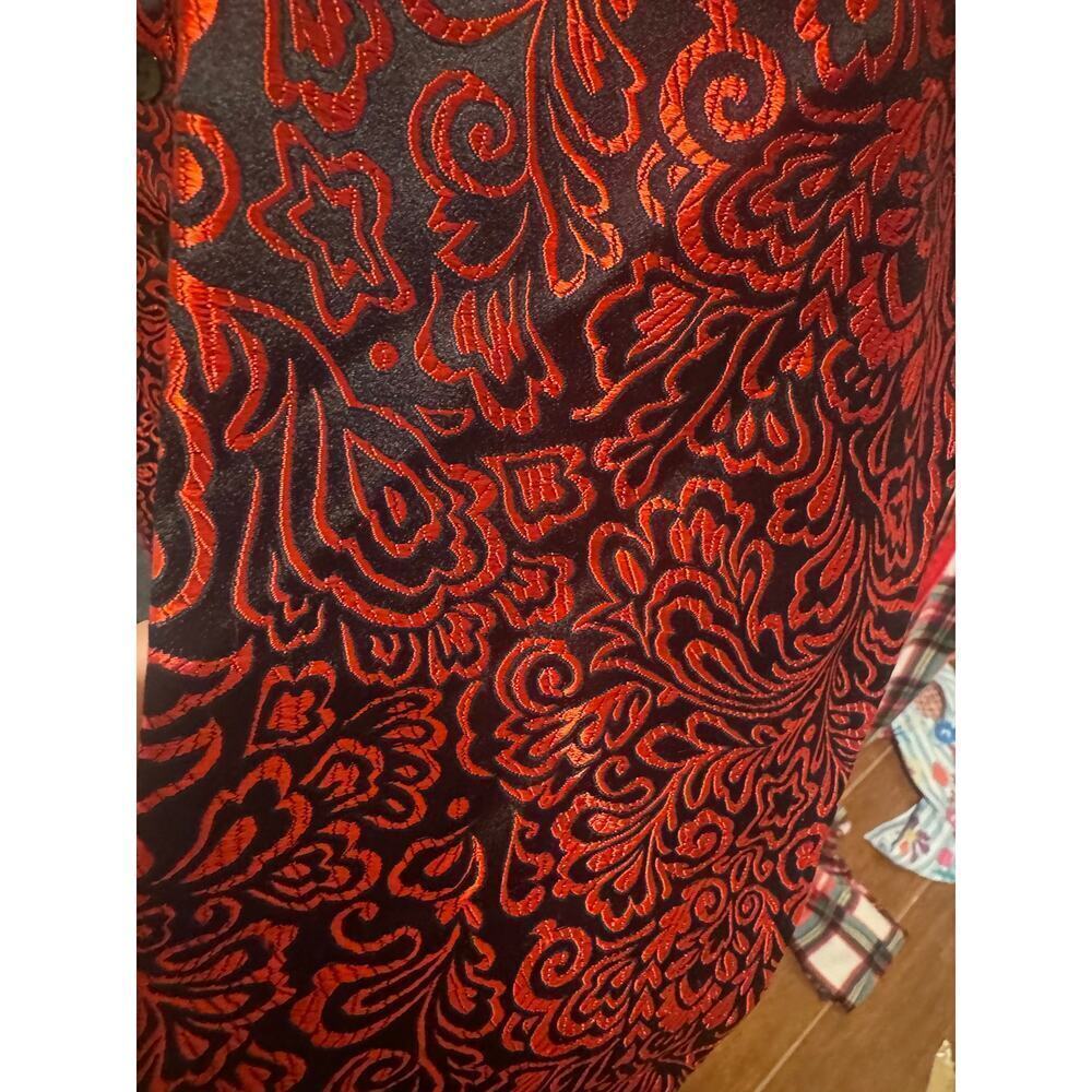 Chico's Additions Red Black Design Textured Button Up Jacket Sz 3 (XL) - Picture 6 of 8